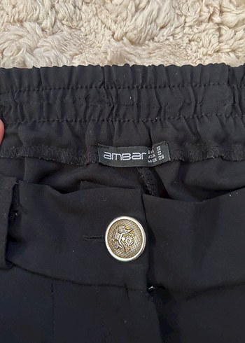Düğmeli Siyah Kadın Kumaş Pantolon