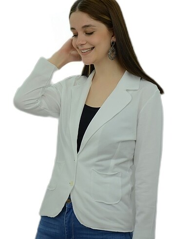Blazer Penye Beyaz