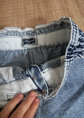 9 Yaş Beden Kızlar için Nakışlı Mavi Kot Şort