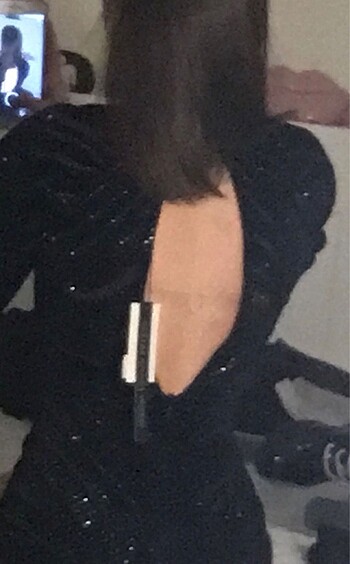 xs Beden Bershka Siyah Sırt Dekolteli Mini Elbise
