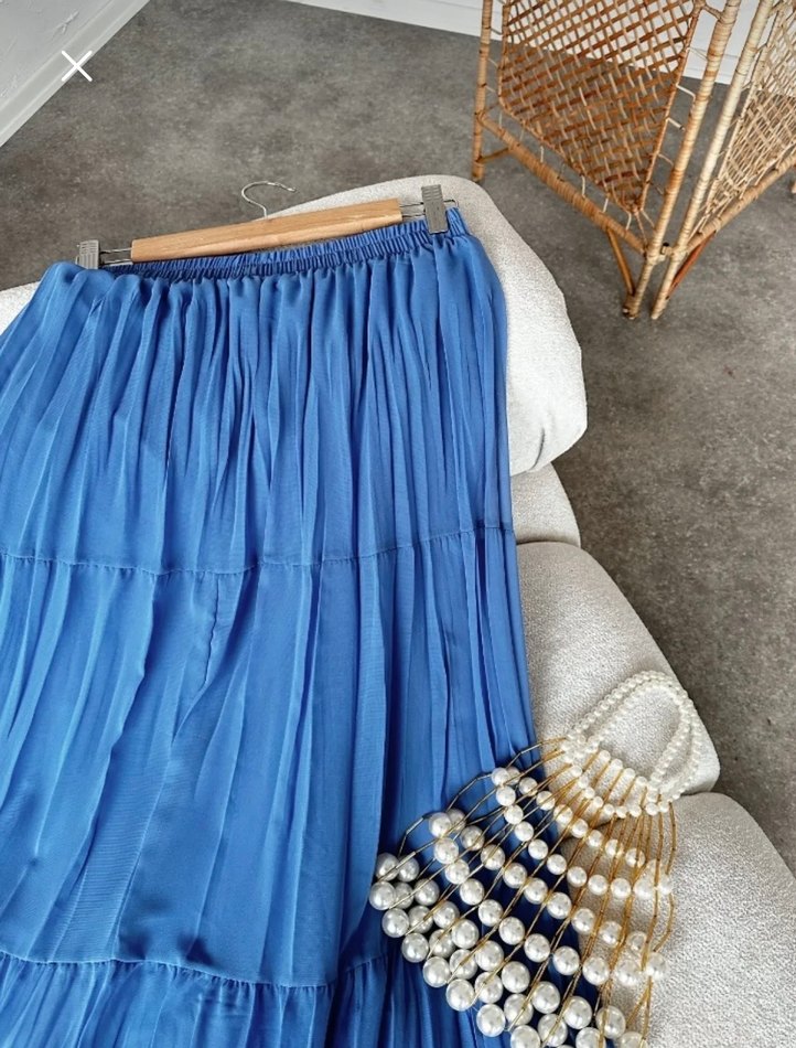 Mavi Piliseli Uzun Etek - Görsel 2