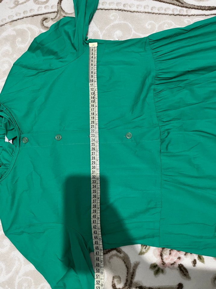 Yeşil Uzun Kollu Fırfırlı Bohem Elbise - Görsel 4