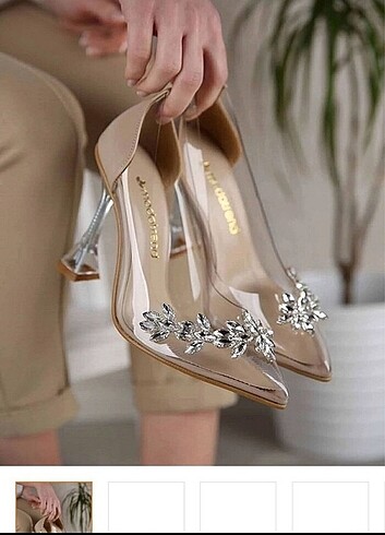 Nine West Ten rengi şeffaf topuklu ayakkabı