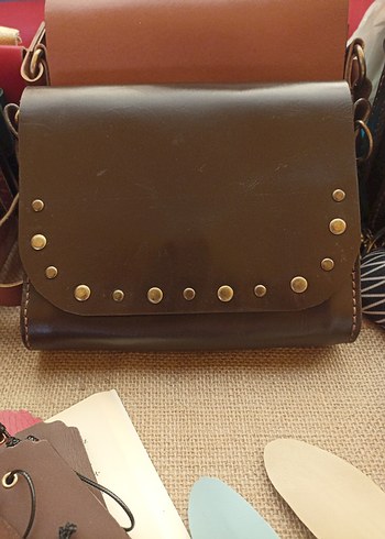 Zincir Detaylı Kahverengi Deri Bohem Çanta - Görsel 3