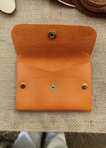 Düğmeli Bej Deri Kadın Cüzdanı - Görsel 2