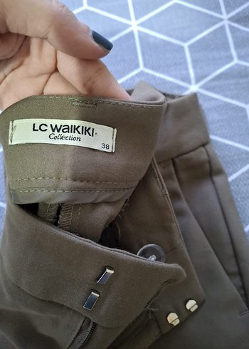 Kadın Haki Midi Kumaş Pantolon - Görsel 3