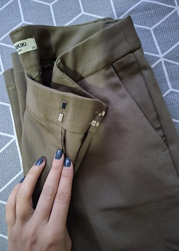 Kadın Haki Midi Kumaş Pantolon - Görsel 5