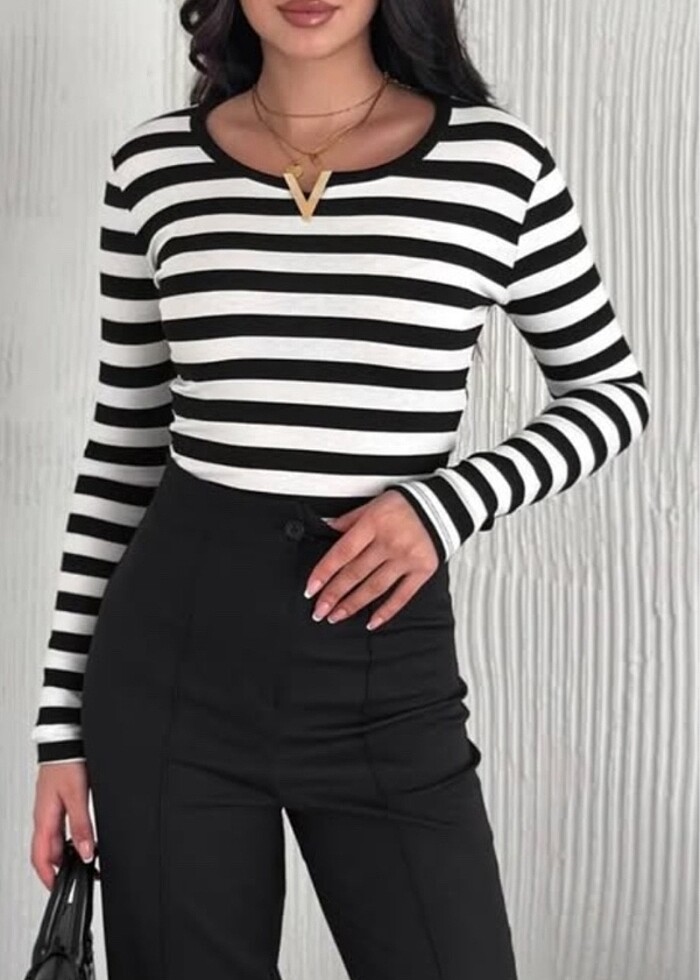 Cizgili bluz - Görsel 2