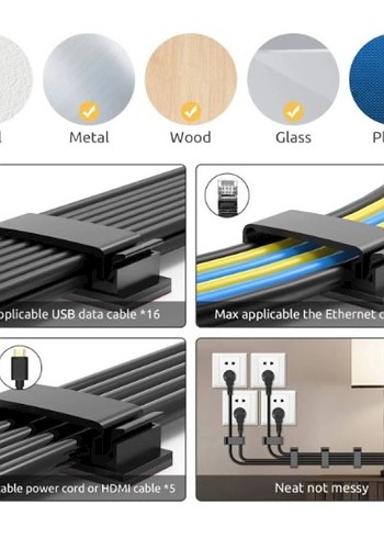 Siyah Kablo Tutucu Klips Seti - Görsel 3