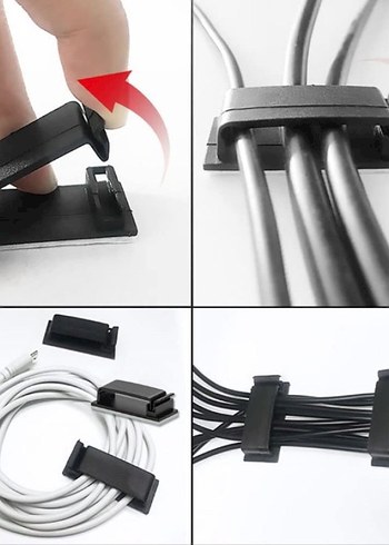Siyah Kablo Tutucu Klips Seti - Görsel 4
