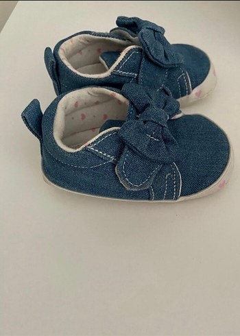 Kız Bebek İlk Adım Kot Ayakkabı Fiyonk Detaylı - Görsel 3