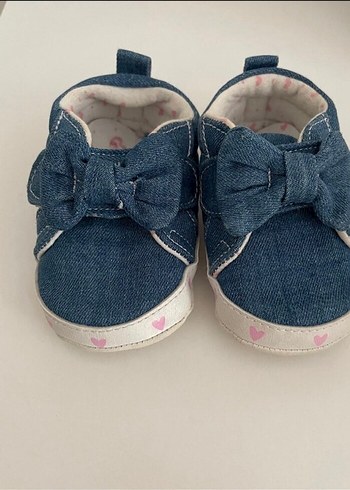 Kız Bebek İlk Adım Kot Ayakkabı Fiyonk Detaylı - Görsel 5