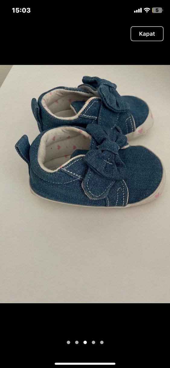 Kız Bebek İlk Adım Kot Ayakkabı Fiyonk Detaylı - Görsel 3