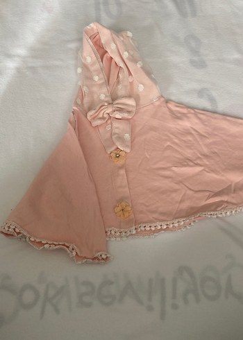 Kız Çocuk Pembe Kapüşonlu Düğmeli Panço - Görsel 2
