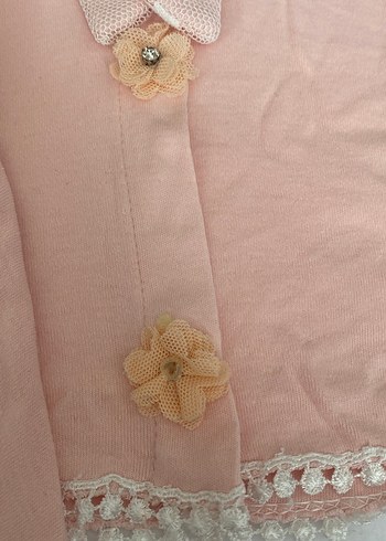 Kız Çocuk Pembe Kapüşonlu Düğmeli Panço - Görsel 3