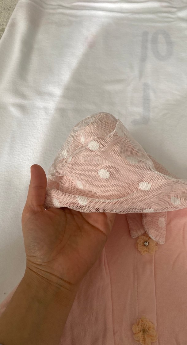 Kız Çocuk Pembe Kapüşonlu Düğmeli Panço - Görsel 5