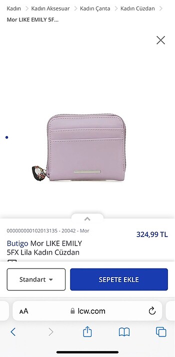 Beden Sıfır etiketli kadın mor cüzdan