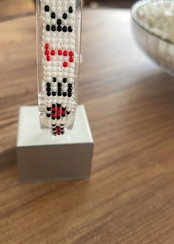 Kırmızı Yılan Desenli Boncuklu Bileklik - Görsel 5