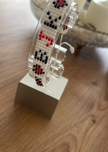 Kırmızı Yılan Desenli Boncuklu Bileklik - Görsel 6