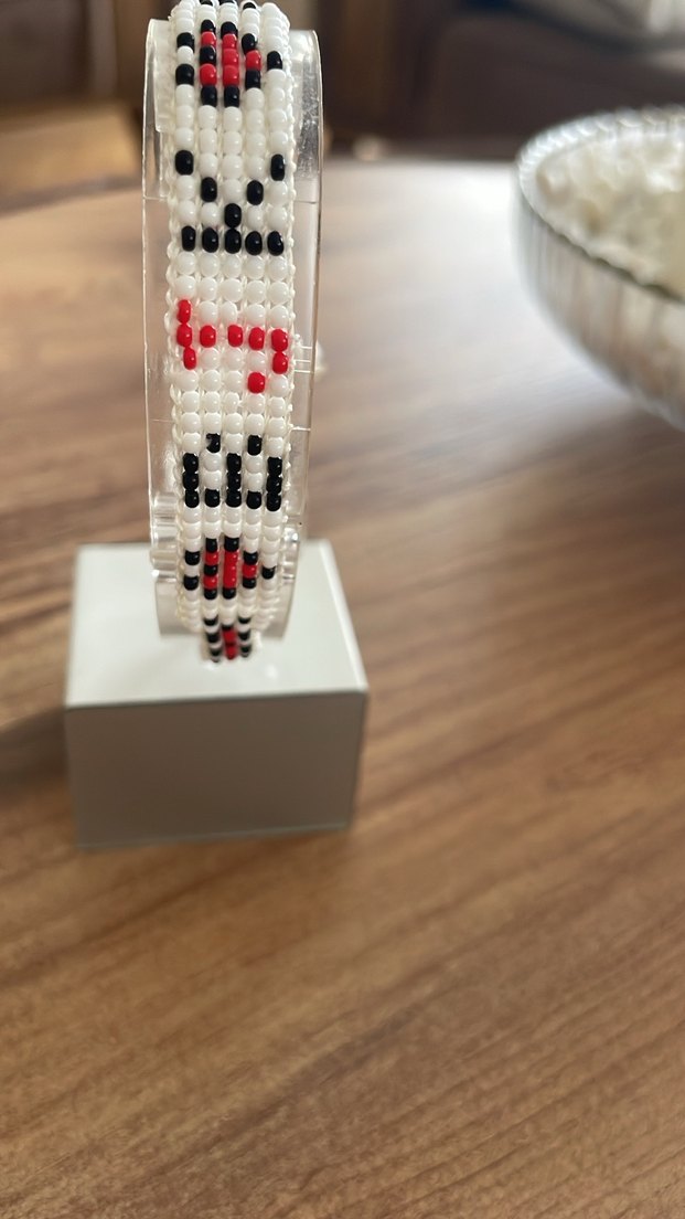 Kırmızı Yılan Desenli Boncuklu Bileklik - Görsel 5