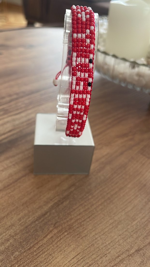 Kırmızı Yılan Desenli Boncuklu Bileklik - Görsel 2