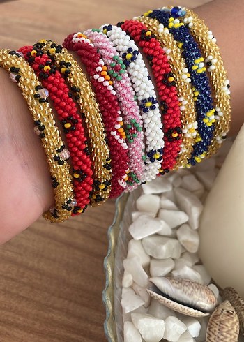 Renkli Boncuklu Bohem Yılan Desenli Bileklik - Görsel 4