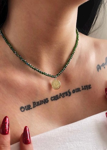 Yeşil Boncuklu BohemKolye - Görsel 2