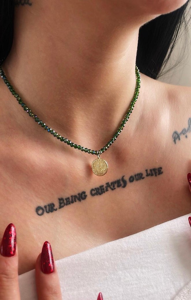 Yeşil Boncuklu BohemKolye - Görsel 2