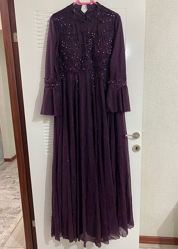 Uzun Mor Abiye Elbise - Görsel 3