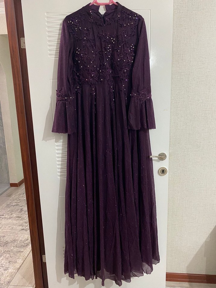 Uzun Mor Abiye Elbise - Görsel 3