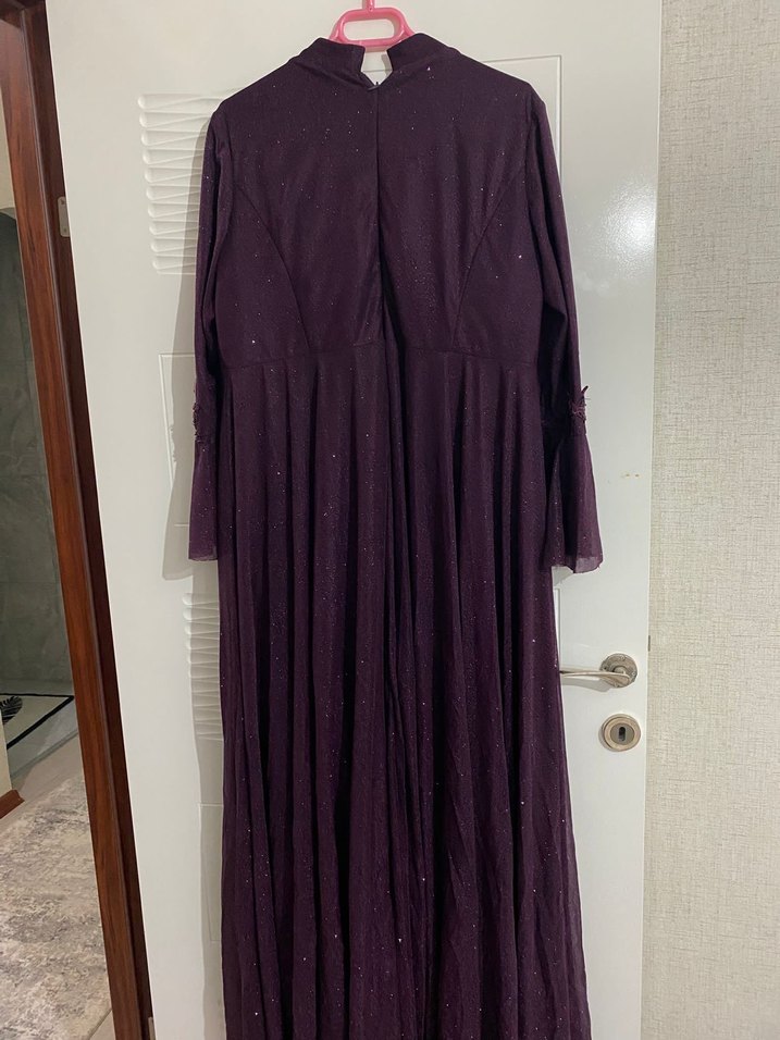 Uzun Mor Abiye Elbise - Görsel 4