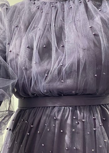 Lila rengi taşlı elbise - Görsel 4