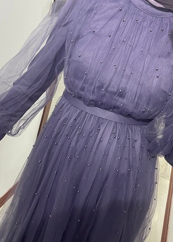 Lila rengi taşlı elbise - Görsel 5