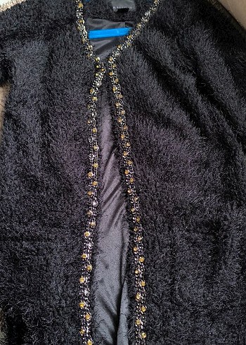 AMISU Gri Yılan Desenli Zincir Detaylı Kadın sakallı hirka - Görsel 2