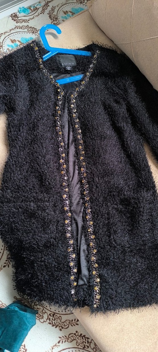 AMISU Gri Yılan Desenli Zincir Detaylı Kadın sakallı hirka - Görsel 3