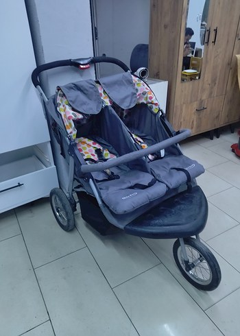 Gri İkiz Bebek Arabası