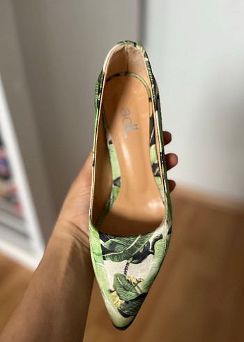 ADL Şık ve Modern Yeşil  Desenli Kadın Ayakkabı - Görsel 4