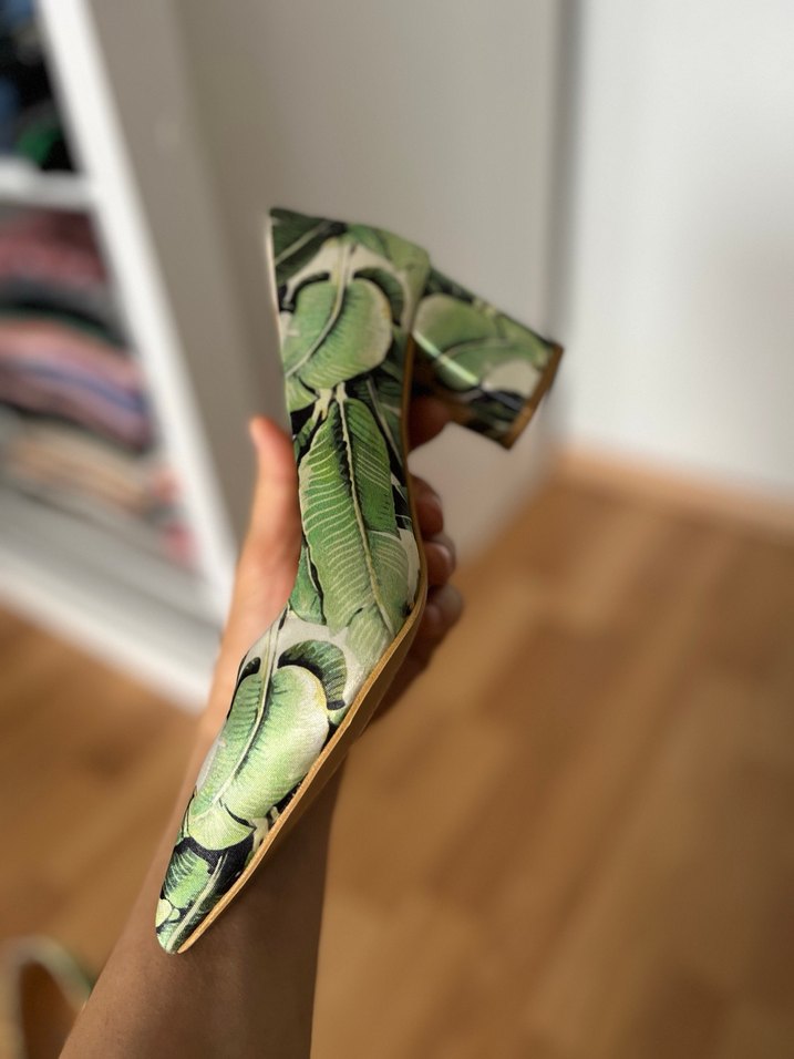ADL Şık ve Modern Yeşil  Desenli Kadın Ayakkabı - Görsel 5