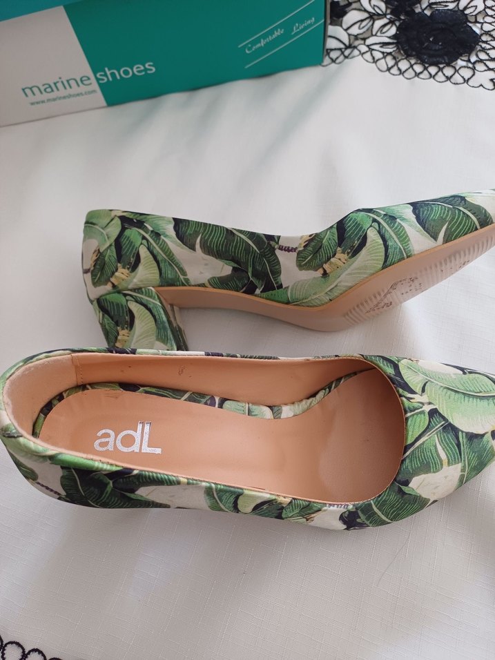 ADL Şık ve Modern Yeşil  Desenli Kadın Ayakkabı - Görsel 2