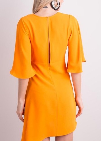 Asimetrik turuncu elbise çok şık - Görsel 3