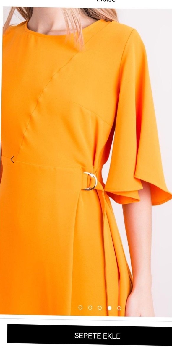 Asimetrik turuncu elbise çok şık - Görsel 2