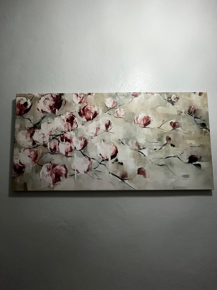 Pembe Çiçek Desenli Dekoratif Tablo - Görsel 3