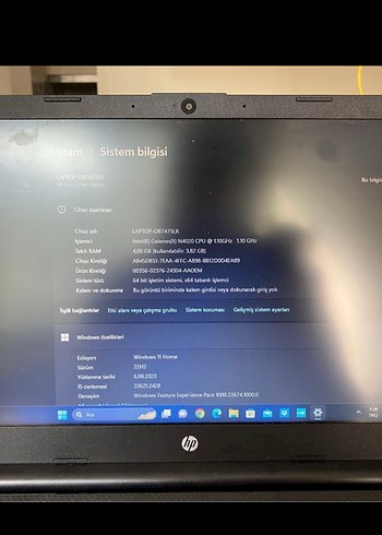 Beden Renk Gri HP Laptop bilgisayar
