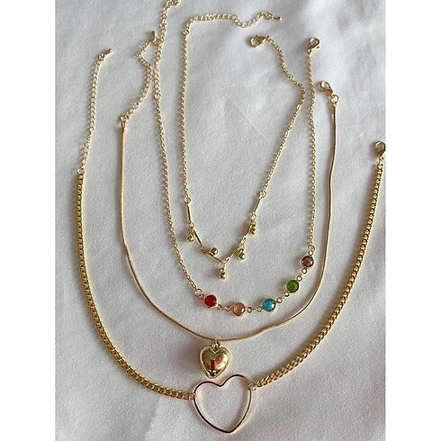 Diğer GOLD 4LÜ KALP DETAY CHOKER KOLYE SET