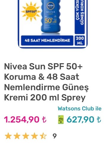 Nivea Nivea Sun Koruma & Nem SPF 50+ Güneş Sütü