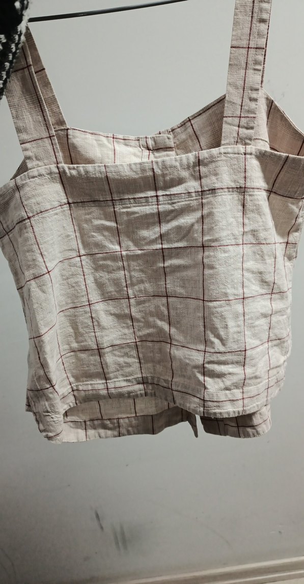 Bej Keten Düğmeli Hamile Bluzu - Görsel 3