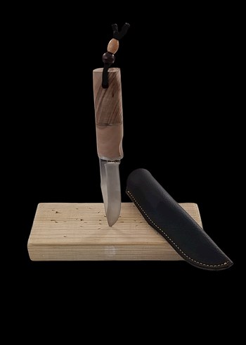 Bej Ahşap Saplı Bıçak ve Kılıf - Görsel 2