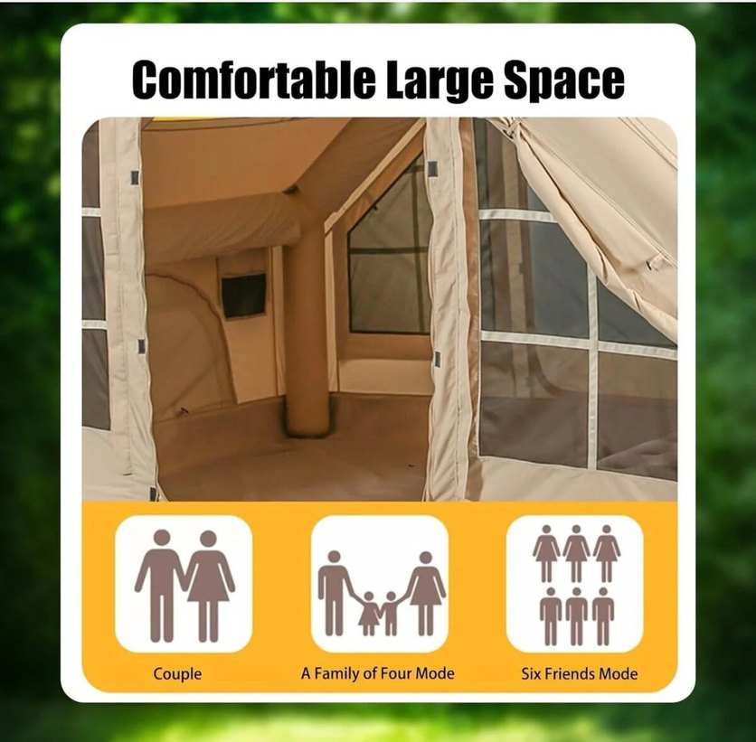 Bej 6 kişilik kamp çadırı - Görsel 4