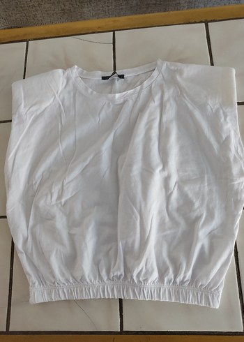 Kadın Gri Kısa Kollu Keten Tişört - Görsel 2