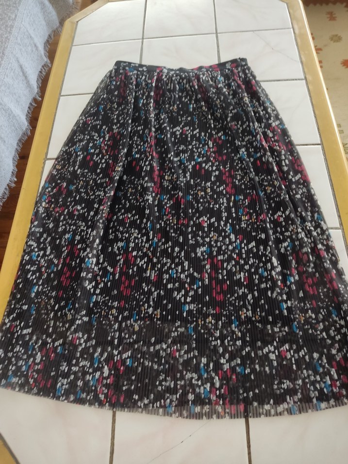 Kadın Çok Renkli Pilili Uzun Etek - Görsel 2